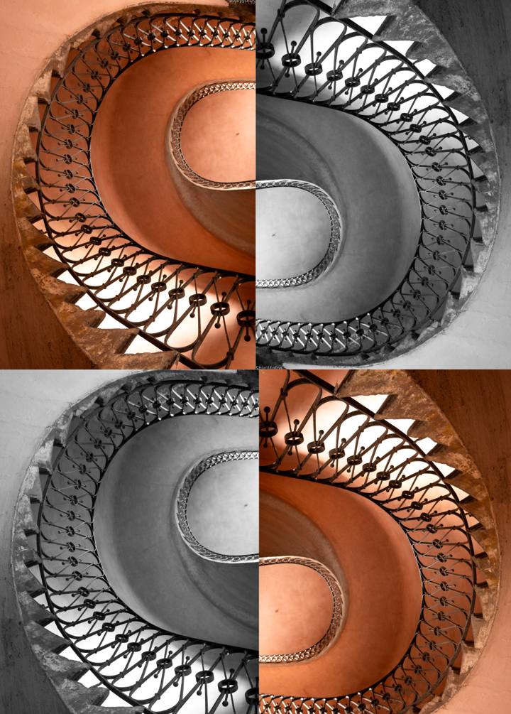| Reason twists upon itself, winding deeper into an endless spiral, somewhere between rising and falling, between what is real and what the mind invents, between lucidity and illusion.קֵּם, פְּתַלְתַּל, עֲקַלְקַל, בִּסְפִּירָלָה אֵינְסוֹפִית, בֵּין עֲלִיָּה לִירִידָה, בֵּין דִּמְיוֹן לִמְצִיאוּת, בֵּין שְׁפִיּוּת לְתַעְתּוּעַ.
